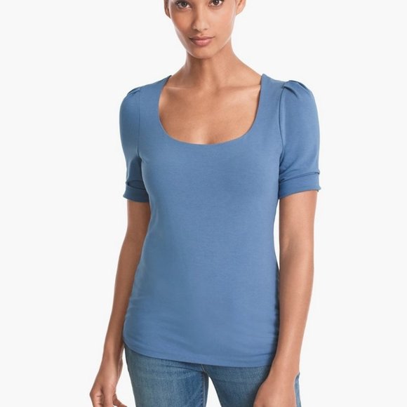 WHBM Scoop Neck Elbow-Sleeve Knit Top, XXS - Picture 1 of 7